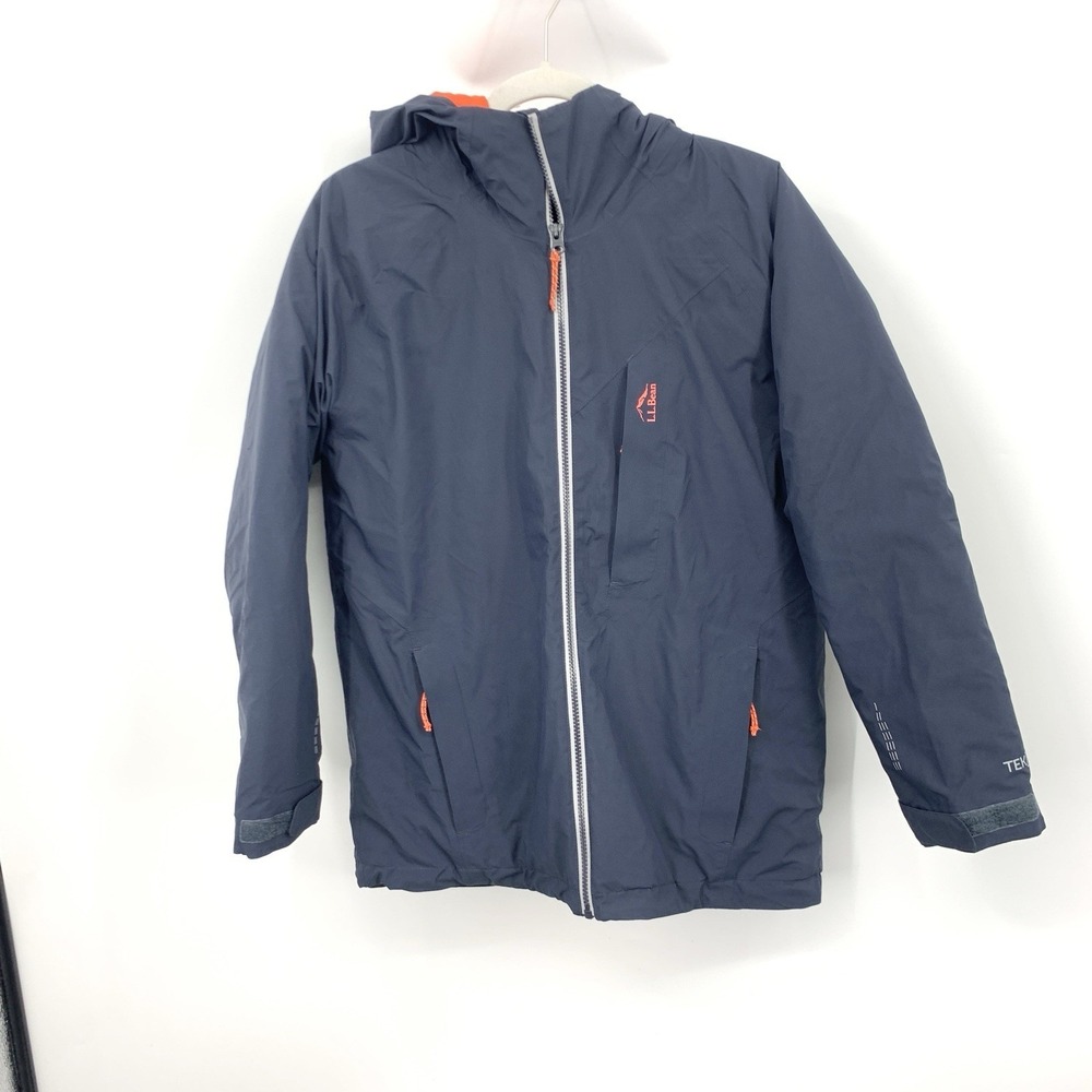 LL Bean Kids Size XL 18 Jacket Blue Waterproof Insulated Coat Hood Boys Girls